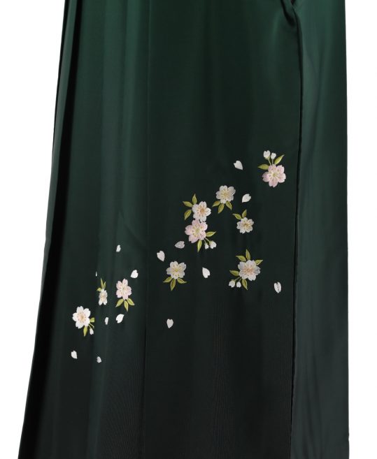 卒業式袴単品レンタル[刺繍]緑×深緑ぼかしに桜刺繍[身長148-152cm]No.626